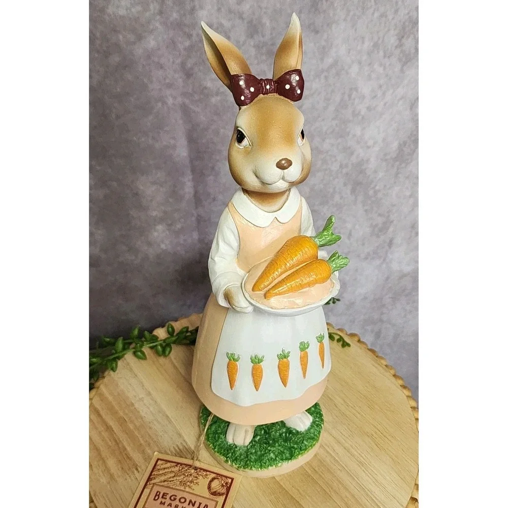 Begonia Market Farmhouse Easter Bunny Girl Figurine 11